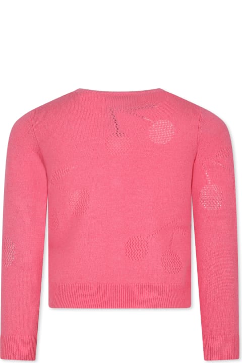 Bonpoint for Girls Bonpoint Pink Cardigan For Girl With Cherries