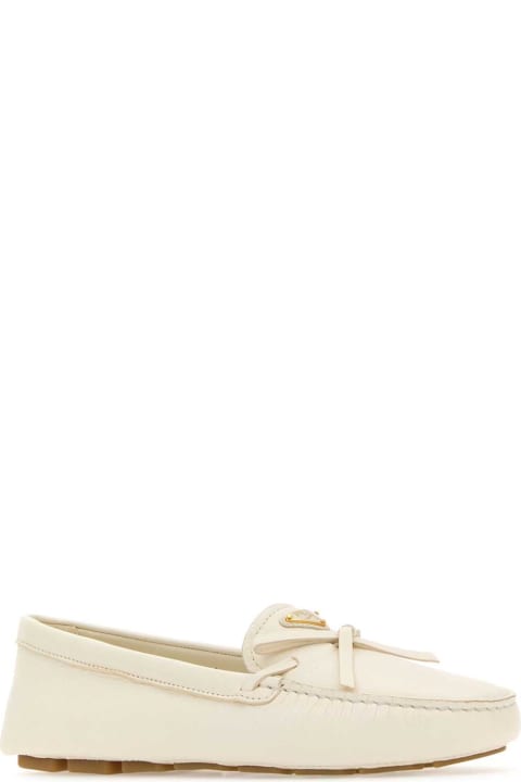 Flat Shoes for Women Prada Ivory Leather Loafers