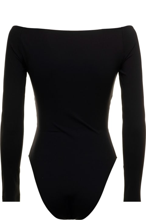 Black Stretch Fabric Body With Cut Out Inserts Woman