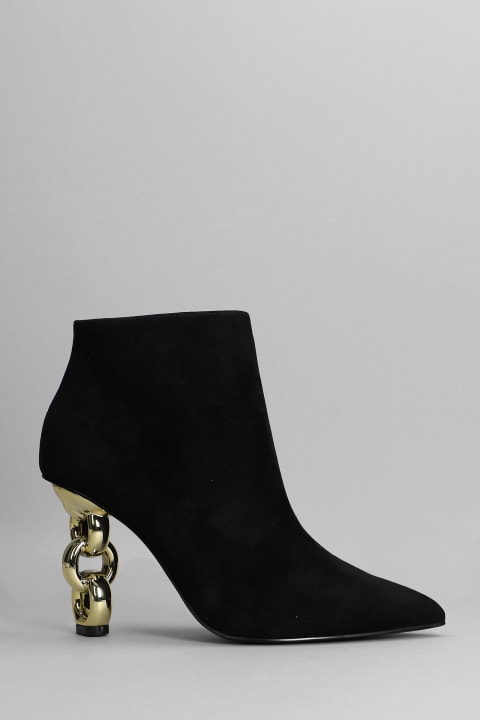 Toni High Heels Ankle Boots In Black Suede