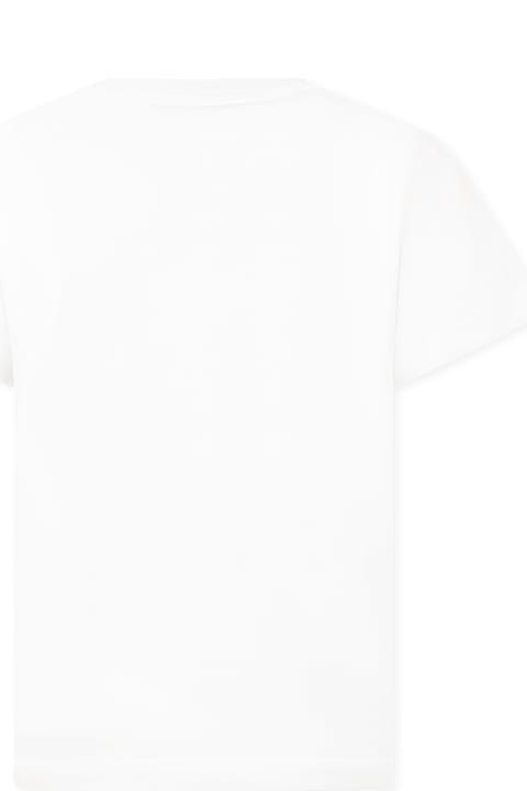 Homeware Balmain White T-shirt For Girl With A Silver Rhinestone Logo