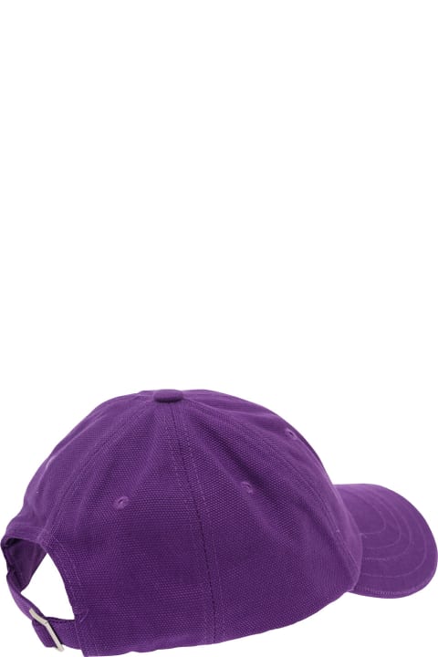 Purple Baseball Cap With Contrasting Logo Embroidery In Cotton Man