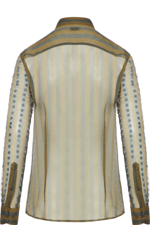 Dries Van Noten for Women Dries Van Noten 00810-chowy Emb 8105 W.w.shirt Silk Mousseline Printed With Bicolor Stripes