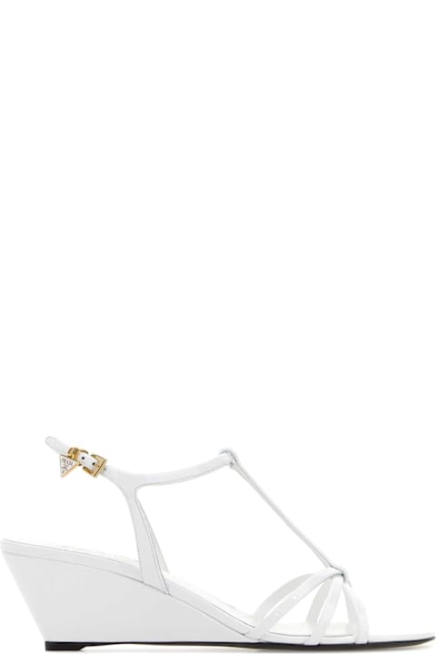 Prada White Leather Sandals