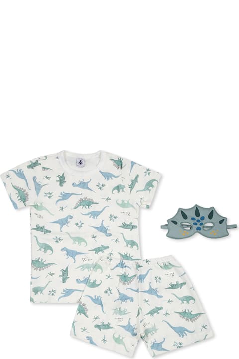 Petit Bateau Jumpsuits for Boys Petit Bateau White Pajamas For Boy With Dinosaur