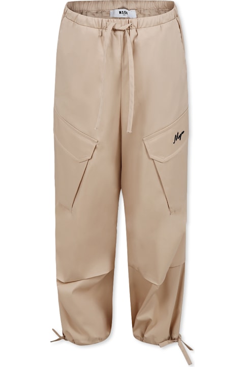 Homeware MSGM Beige Trousers For Girl With Logo