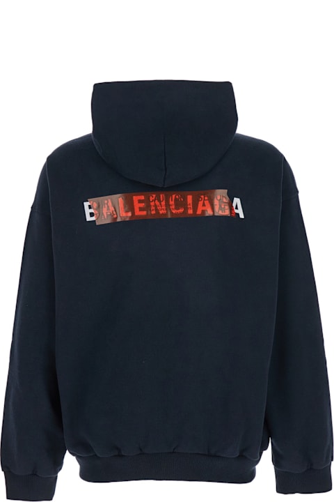 Fleeces & Tracksuits Sale for Men Balenciaga Black Hoodie With Logo Lettering On Front And Rear In Cotton Man