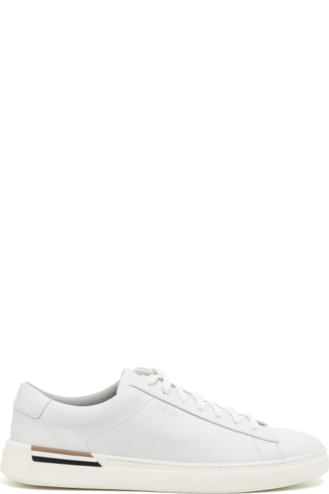Hugo Boss for Men Hugo Boss White Leather Sneakers With Preformed Sole, Logo And Typical Brand Stripes