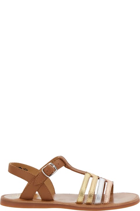 Pom d'Api for Women Pom d'Api 'plagette New Salome' Brown Open Toe Sandals With Band Details In Leather Girl