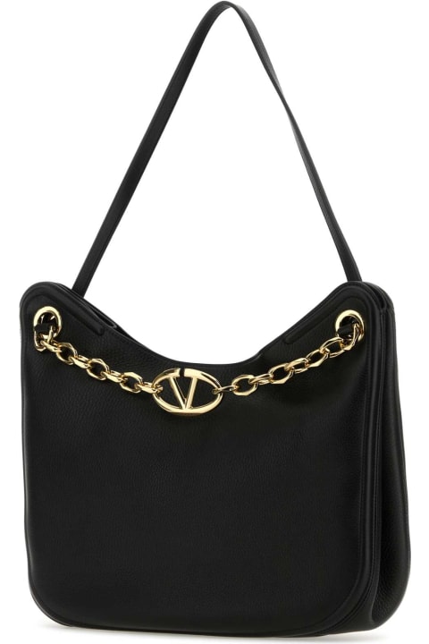 Bags for Women Valentino Garavani Black Leather Vlogo Moon Shopping Bag