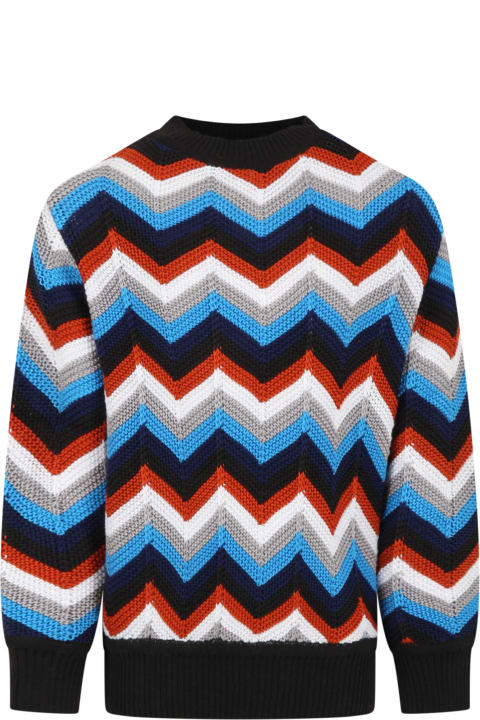 Multicolor Sweater For Boy With Chevron Pattern