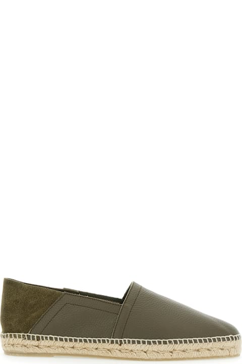 Castañer لـ Kids Castañer 'polo' Green Espadrillas With Braided Raphia Sole In Leather Man