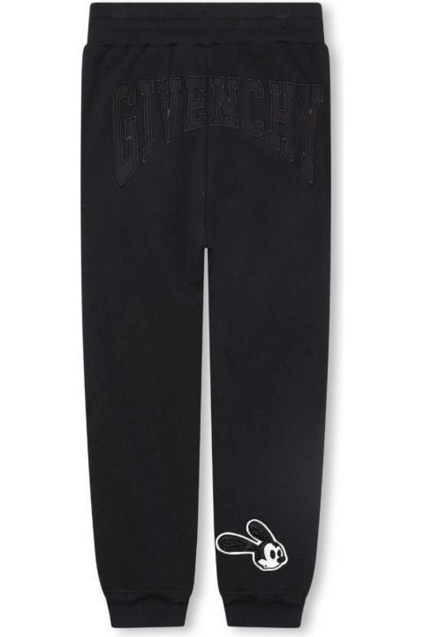Givenchy for Girls Givenchy Black Track Pants With 'oswald X Disney' Patch In Cotton Blend Girl