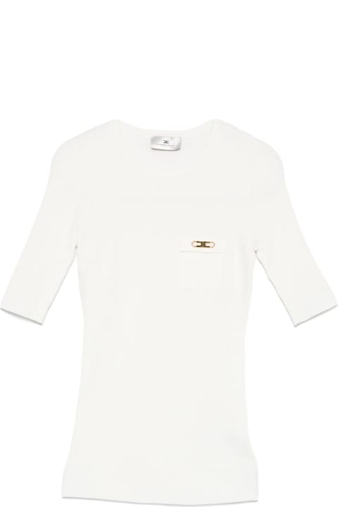 Homeware Elisabetta Franchi Elisabetta Franchi White Short-sleeved Sweater