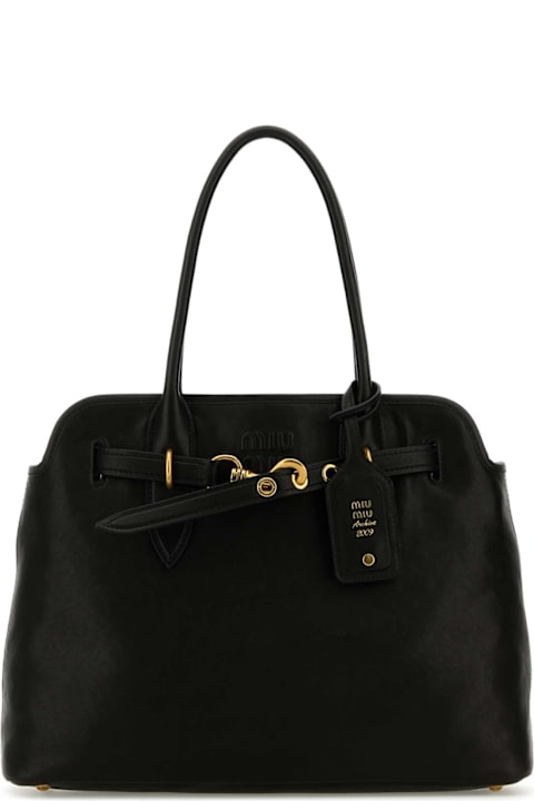 Miu Miu for Women Miu Miu Black Nappa Leather Aventure Shopping Bag