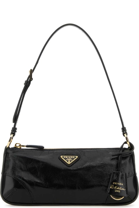 Bags Sale for Women Prada Black Leather Re-edition 2002 Shoulder Bag