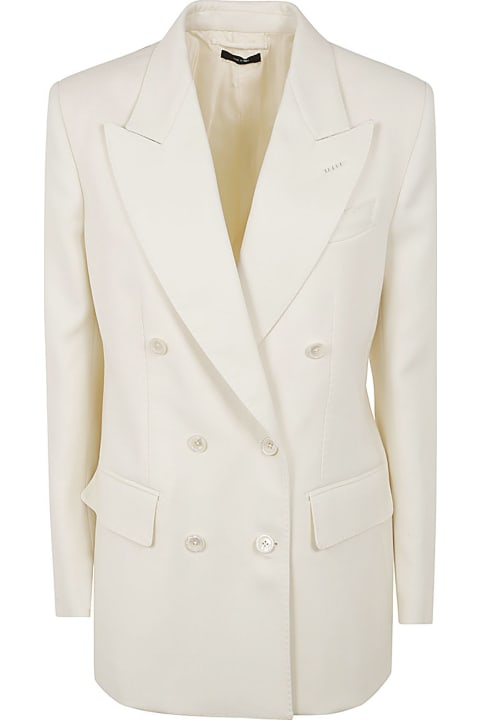 ウィメンズ Tom Fordのコート＆ジャケット Tom Ford Wool And Silk Blend Twill Double Breasted Jacket