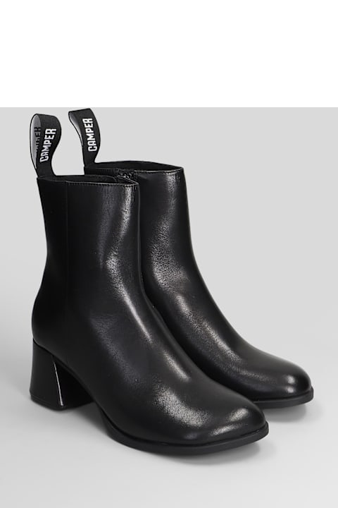 Camper Kora High Heels Ankle Boots In Black Leather