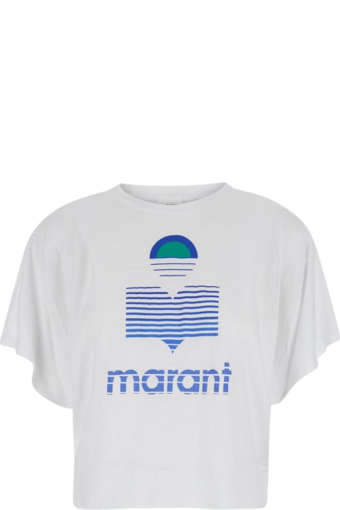 Topwear for Women Marant Étoile 'kyanza' Linen Crop T-shirt With Logo