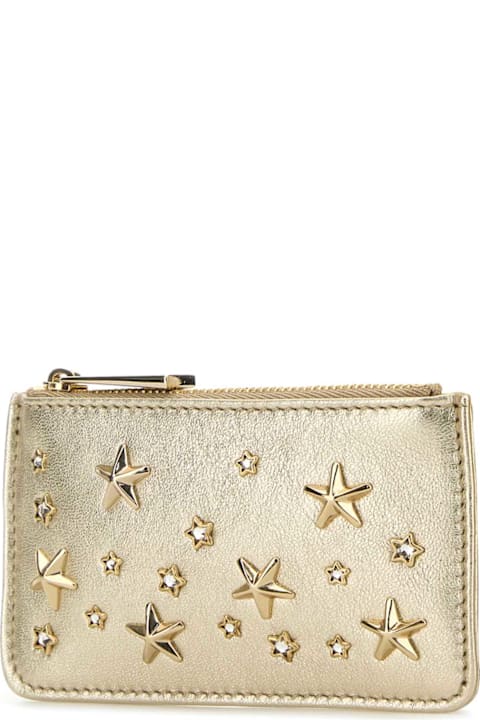 Jimmy Choo Accessories for Women Jimmy Choo Gold Nappa Leather Navy Card Holder