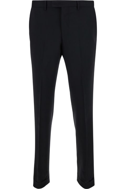 PT01 Clothing for Men PT01 Black Slim Trousers In Wool Blend Man