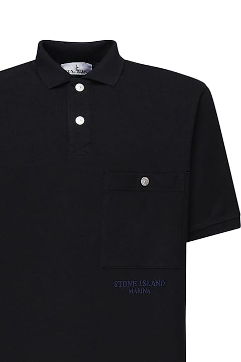 Stone Island ملابس علوية لـ القسم الرجالي Stone Island Piqué Polo With Chest Pocket