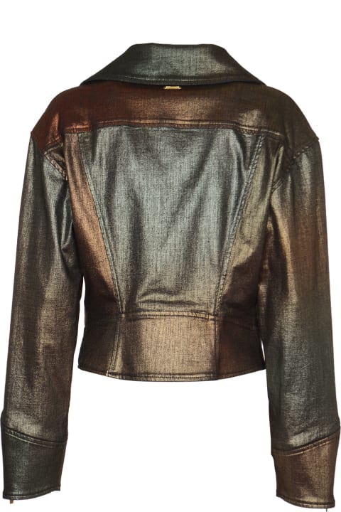 Alberta Ferretti Coats & Jackets for Women Alberta Ferretti Metallic Cropped Biker Jacket