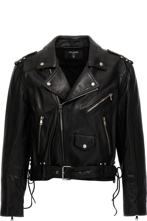 Balmain Coats & Jackets for Men Balmain Leather Biker Jacket