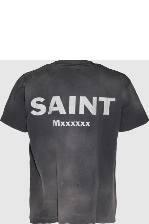 SAINT Mxxxxxx Topwear for Men SAINT Mxxxxxx Black Cotton T-shirt