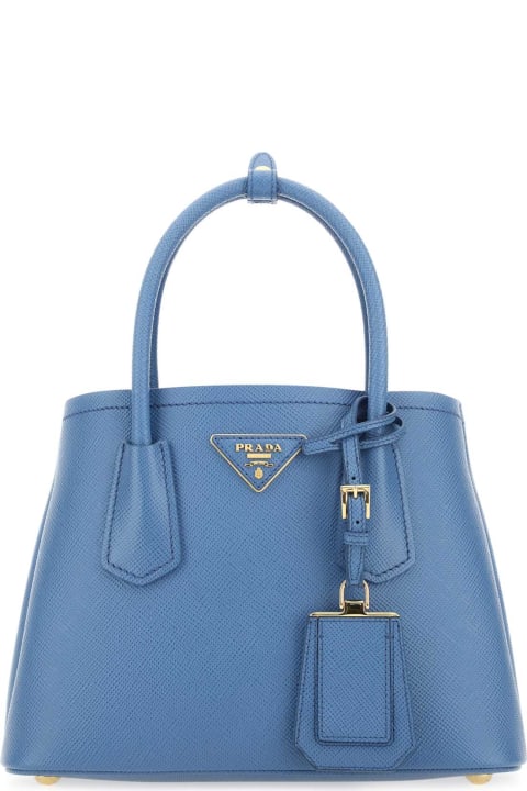 Totes for Women Prada Cerulean Blue Leather Handbag