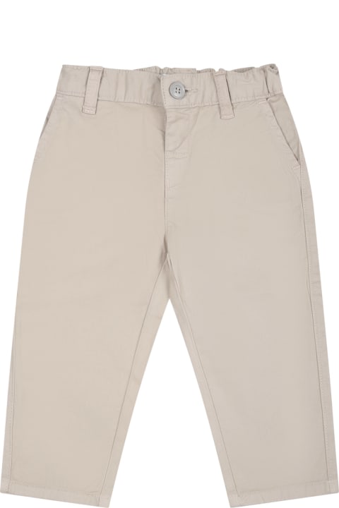 Bottoms for Baby Boys Emporio Armani Ivory Trousers For Baby Boy With Logo