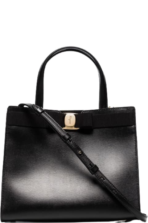 Ferragamo Bags for Women Ferragamo Black Leather Vara Handbag