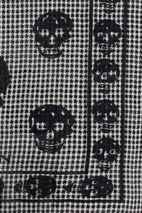 Alexander McQueen Scarves for Men Alexander McQueen Houndstooth Skull Printed Frayed-edeg Scarf