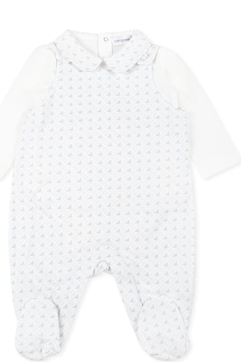 Emporio Armani for Kids Emporio Armani White Babygrow For Baby Boy With Eagle