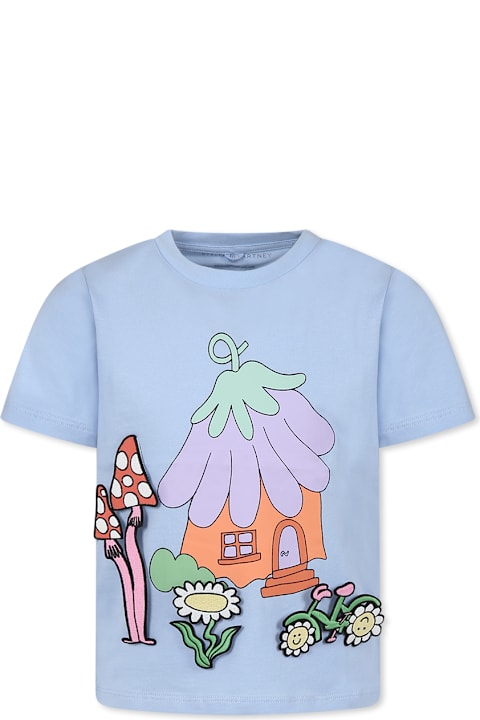 Homeware Stella McCartney Kids Light Blue T-shirt For Girl With House Print