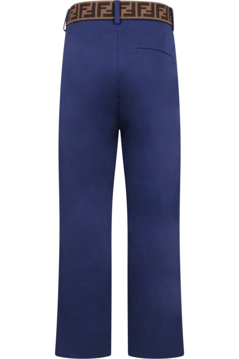 Blue Trousers For Boy With Iconic Ff