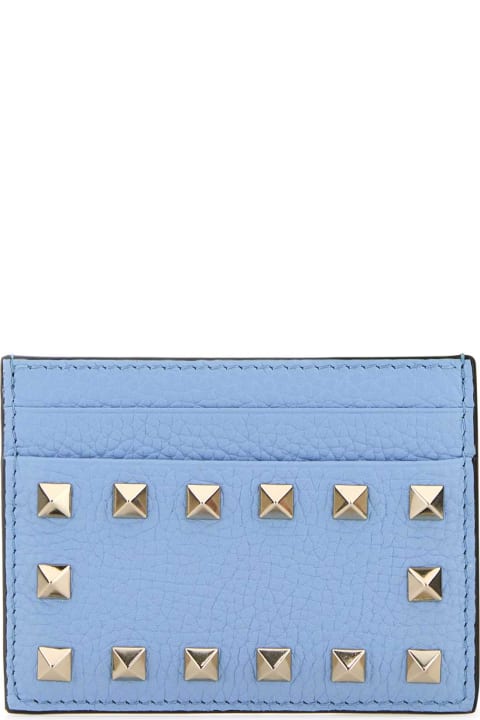 Valentino Garavani Accessories for Women Valentino Garavani Light Blue Leather Rockstud Card Holder