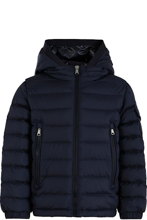 أدوات منزلية Moncler Blue Galion Down Jacket For Boy With Logo