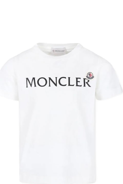 Topwear for Boys Moncler White T-shirt With Logo