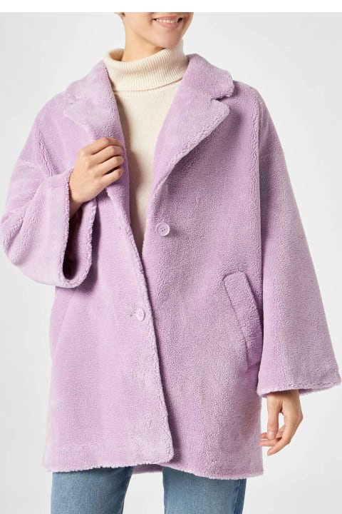 Fashion for Men MC2 Saint Barth Woman Coat Lilac Teddy Fabric