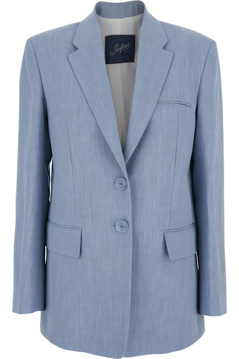 The Seafarer for Men The Seafarer Light Blue Jacket With Classic Lapels And Chest Pocket In Fabric Woman