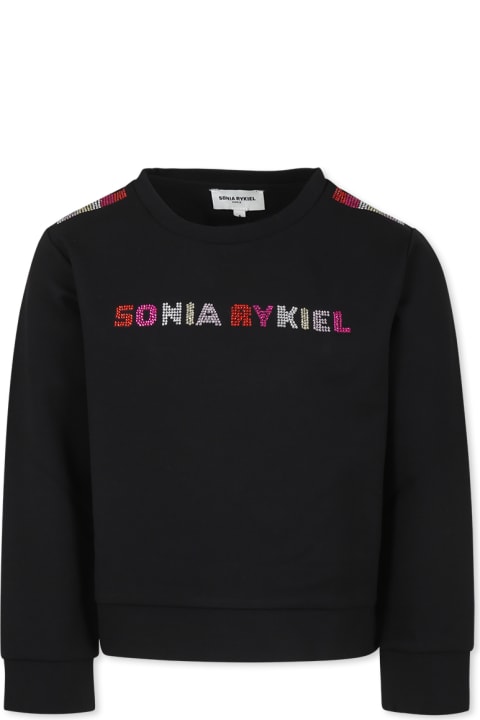 Homeware Rykiel Enfant Black Sweatshirt For Girl With Logo