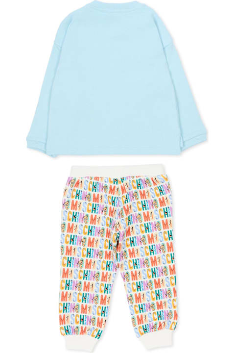 Homeware Moschino Light Blue Suit For Baby Boy With Logo