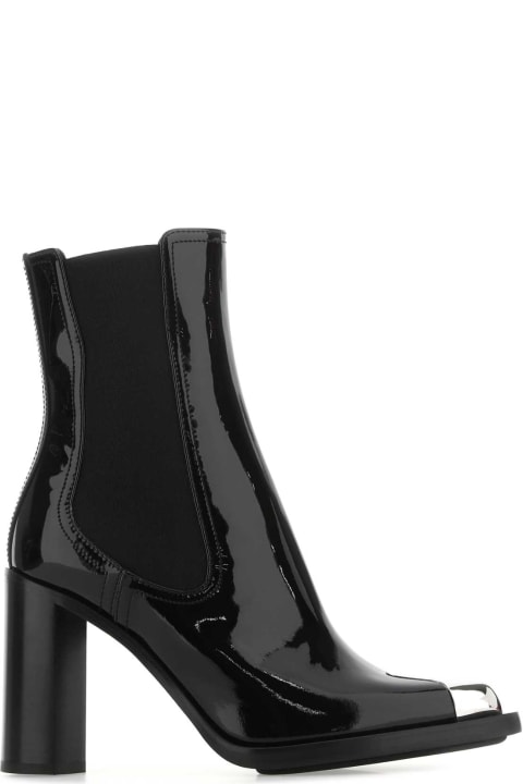 ウィメンズ Alexander McQueenのシューズ Alexander McQueen Black Leather Ankle Boots