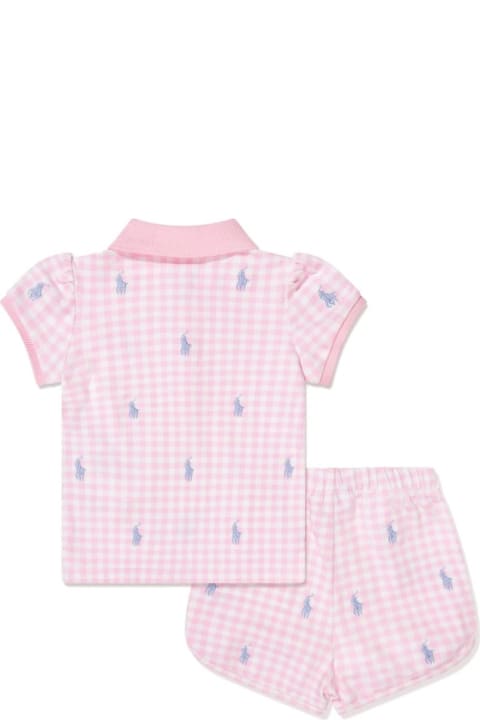 Fashion for Kids Ralph Lauren Pink Piqué Polo And Shorts Set With Pony