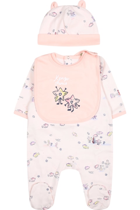 ベビーガールズのセール Kenzo Kids Pink Set For Baby Girl With Marine Animal Print