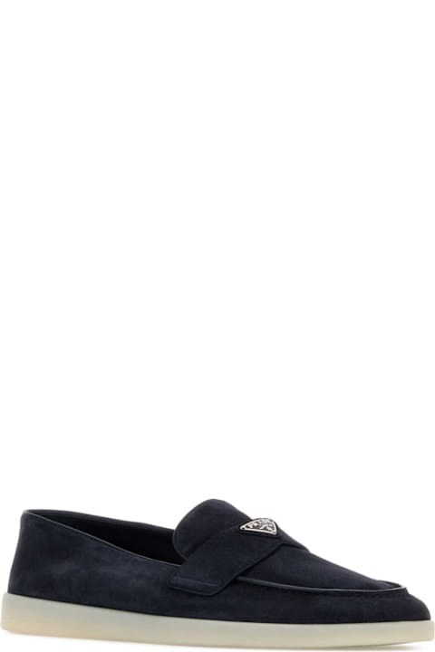 Prada Loafers & Boat Shoes for Men Prada Navy Blue Suede Loafers