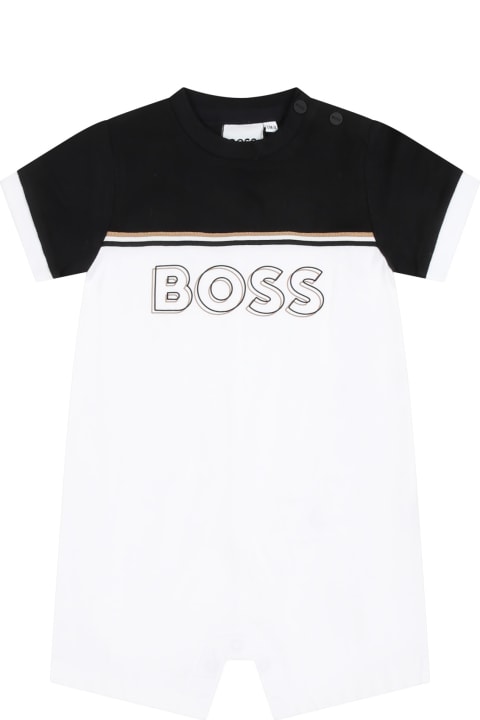 Fashion for Baby Boys Hugo Boss White Romper For Baby Boy Wih Logo