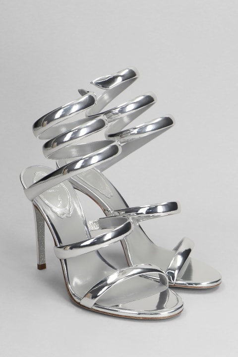 René Caovilla Shoes for Women René Caovilla Serpente Sandals In Silver Leather