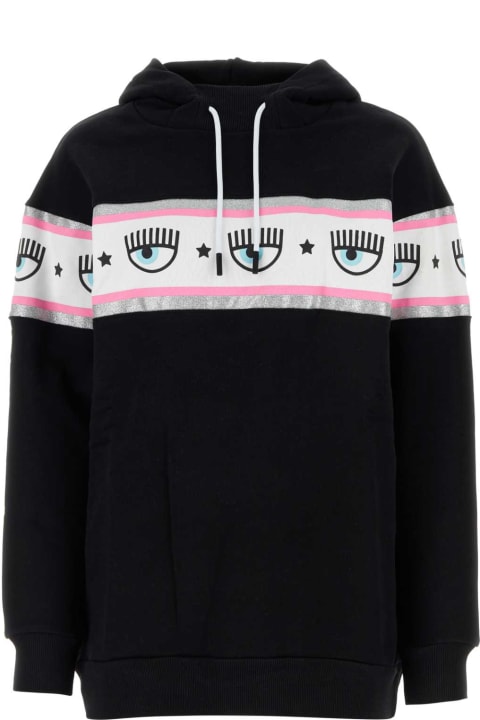 Chiara Ferragni Fleeces & Tracksuits for Women Chiara Ferragni Black Cotton Oversize Sweatshirt